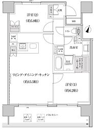 パークハビオ渋谷本町レジデンス 5階2LDKの間取り