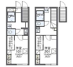 レオパレスフリューゲル 1Kの間取図画像