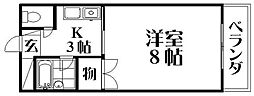 M'プラザ津田駅前八番館 1Kの間取図画像