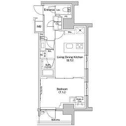 ザ・パークハビオ入谷 1LDKの間取図画像