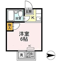 調布ハイムピア 1階ワンルームの間取り