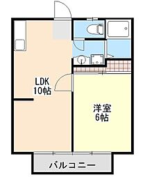 グリーンコーポ 2階1LDKの間取り