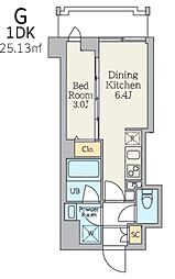 Garden Xavis不動前 1DKの間取図画像