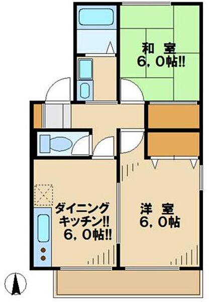 エクレール ｜東京都日野市万願寺６丁目(賃貸アパート2DK・2階・44.83㎡)の写真 その2