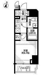 プレール・ドゥーク笹塚2 1Kの間取図画像