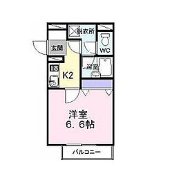 グランフォルム野尻 1Kの間取図画像