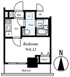 プレール・ドゥーク本所吾妻橋 3階1Kの間取り