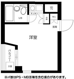 東急東横線 学芸大学駅 徒歩3分の賃貸マンション 1階ワンルームの間取り