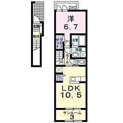バンデハルト 1LDKの間取図画像