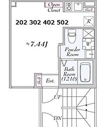 Nishi-Nippori Terrace 1階ワンルームの間取り