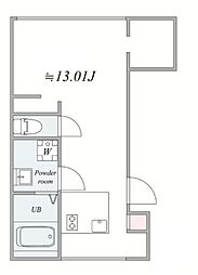 trias640 ワンルームの間取図画像