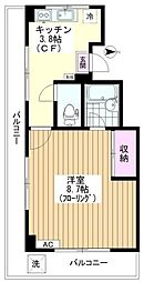 第2三貴苑 2階1Kの間取り