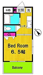 アービス登戸 1Kの間取図画像