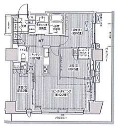 グランリビオ高輪三丁目 4階3LDKの間取り