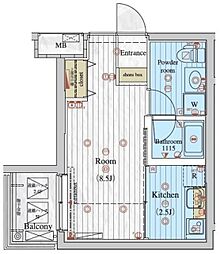 レグラス大岡山 4階1Kの間取り
