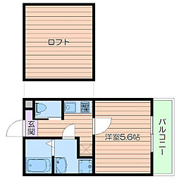 阪急千里線 豊津駅 徒歩4分の賃貸アパート 1階1Kの間取り