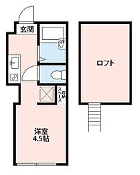 プライムテラスこどもの国 ワンルームの間取図画像
