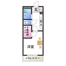 レオパレスヴィラモンド 1Kの間取図画像