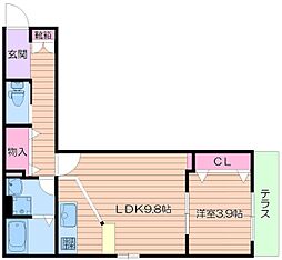 Altair今福 1LDKの間取図画像