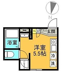 ＡＱリーフィア堀切 2階ワンルームの間取り