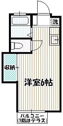 小田急多摩線 唐木田駅 徒歩4分の賃貸アパート 2階ワンルームの間取り