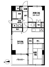ラ・フォレ根岸 2DKの間取図画像