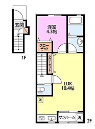 カルムアヴェニュー 1LDKの間取図画像