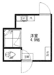 アーバンプレイスV坂上B 1階ワンルームの間取り