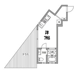 京王井の頭線 久我山駅 徒歩9分の賃貸テラスハウス 1階ワンルームの間取り