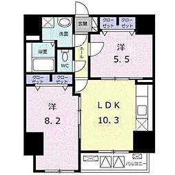 アイスバーグ 12階2LDKの間取り