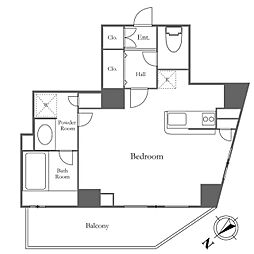 セントラルクリブ六本木II棟 5階ワンルームの間取り