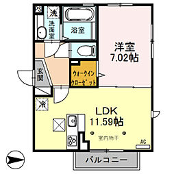 ル・ベリエ 1階1LDKの間取り