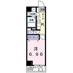 ヒルサイド中目黒 1Kの間取図画像