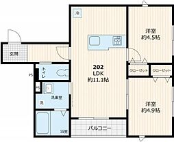 仮称デルソル千住II 2階1LDKの間取り