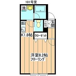 ハイツ中板橋 1階1Kの間取り