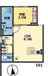 メゾン・ドゥ・アッシュ市川IIえでぃ100 商3M 1LDKの間取図画像