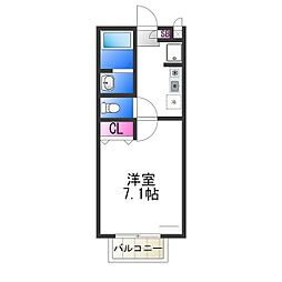 アベリアコート 1Kの間取図画像