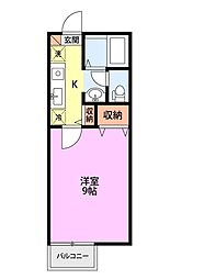 メゾンフルール 1Kの間取図画像