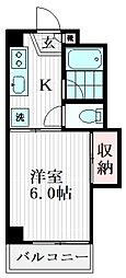 グランドカーサ2 2階1Kの間取り