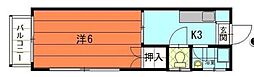 シャトル武原 1Kの間取図画像