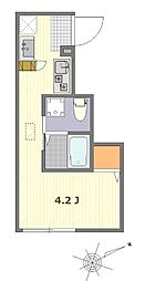 JR京浜東北・根岸線 大井町駅 徒歩9分の賃貸マンション 1階ワンルームの間取り