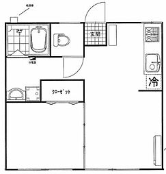 根岸ハイツ 1階1LDKの間取り