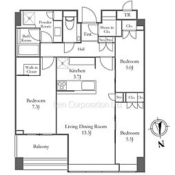 白金ザ・スカイＥＡＳＴ棟 40階3LDKの間取り