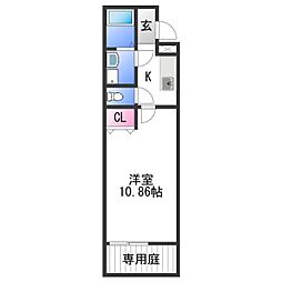 パイナップル荘 1階1Kの間取り