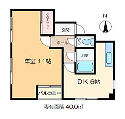 ハイホーム沖田 10階1DKの間取り
