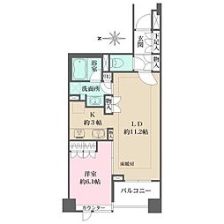 パークハウス飯田橋レジデンス 5階1LDKの間取り