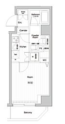 プレミアムキューブ関内 2階1Kの間取り