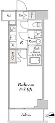 MYRIARESIDENCE浅草橋 1Kの間取図画像