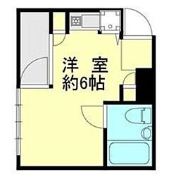 グローバリービューテラスIV 6階ワンルームの間取り