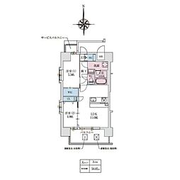 スプランディッドあびこ駅前 2LDKの間取図画像